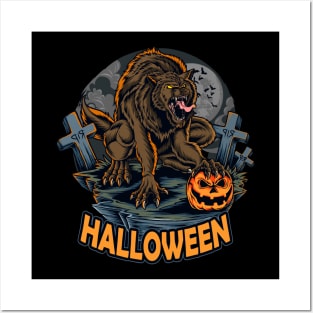 halloween were wolf Posters and Art